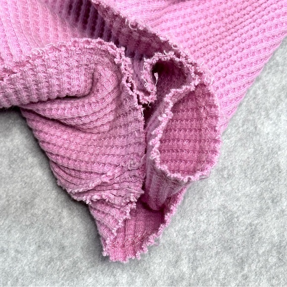 Carly Jean Los Angeles Pink Long Sleeve Waffle Knit Top - Picture 4 of 7